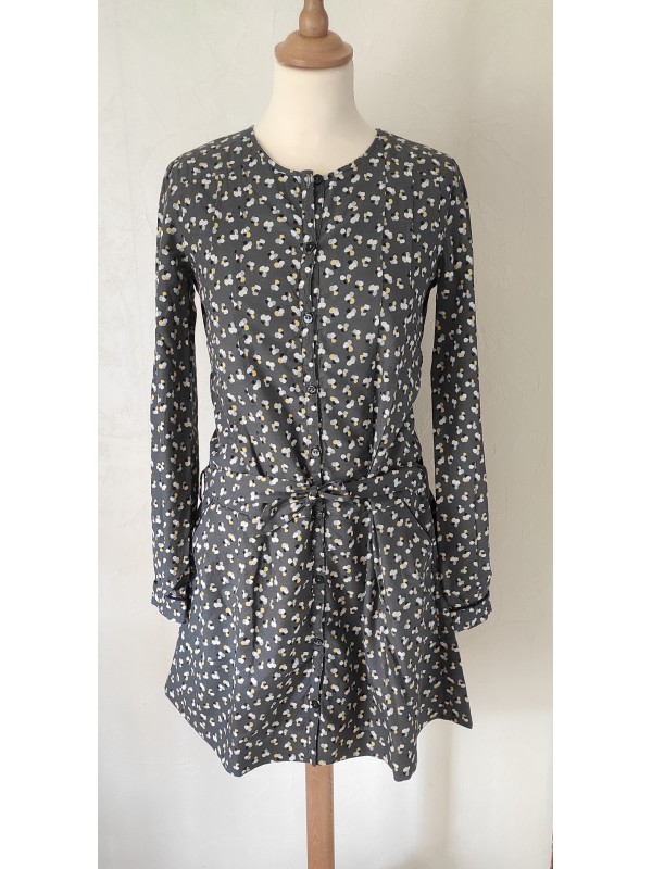 MARESE - Robe grise et fleurs