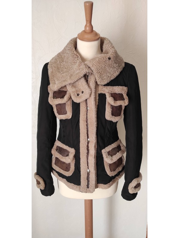 WEBER - Blouson marron cuir...