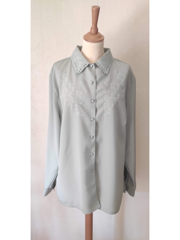 Chemise 90's brodée pistache