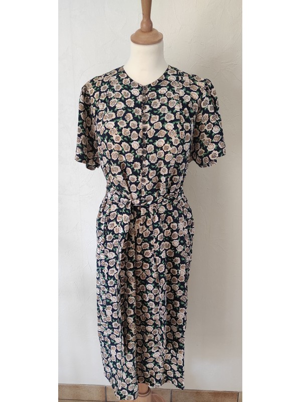 Robe fleurie pure soie et...