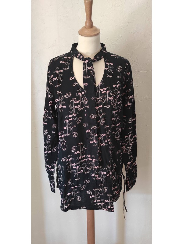 OXBOW - Tunique noire fleurie